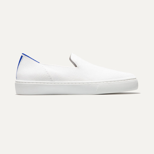 The slip-on Sneaker in Bright White shown from a side view showing the outsole.