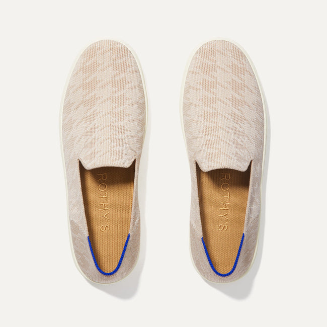 The Original Slip On Sneaker in Ivory Houndstooth shown from the top.