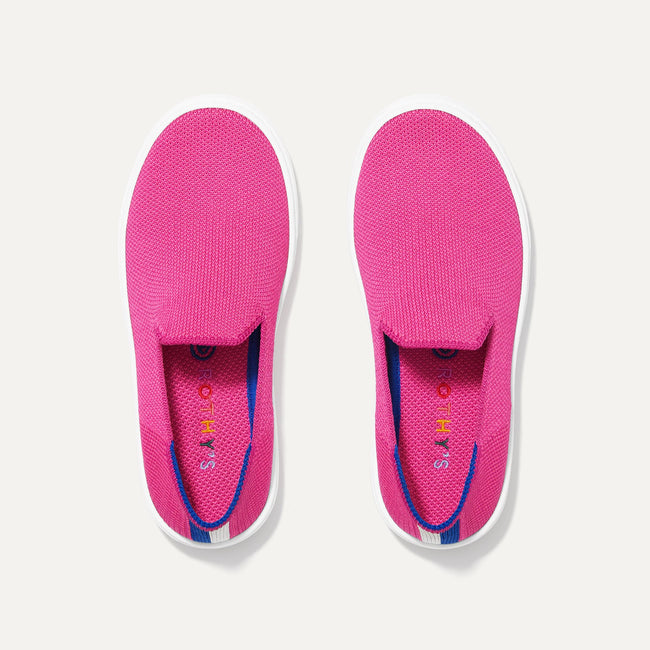 A pair of The Kids slip-on Sneakers in Bubblegum shown from the top view.
