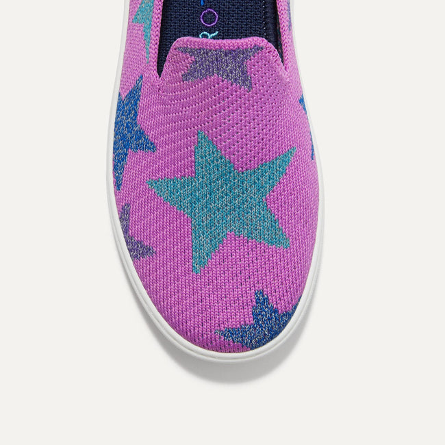 Close up of the vamp of The Kids Sneaker in stellar purple.