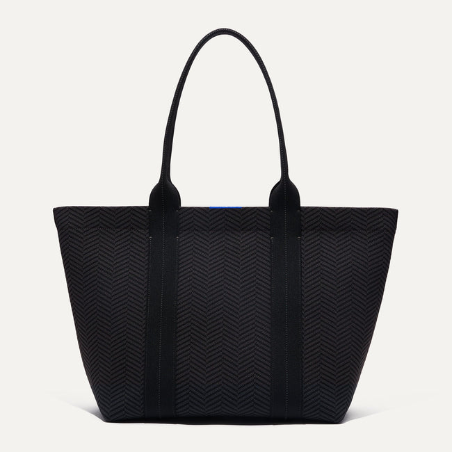 The Essential Tote in Shadow Black shown from the front.