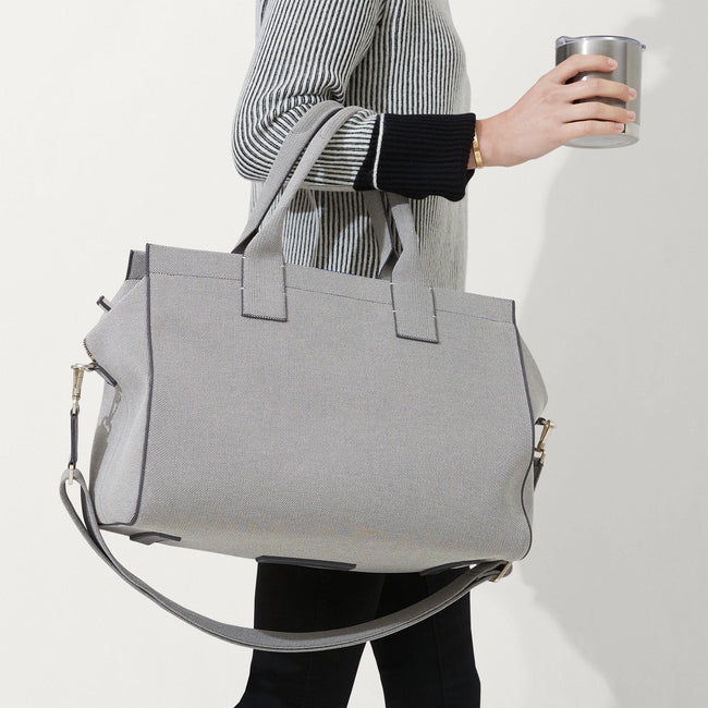 The Overnighter in Stone Grey shown on model.