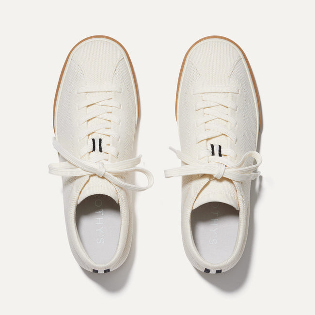 The Lace Up Sneaker in Blonde shown from the top. 