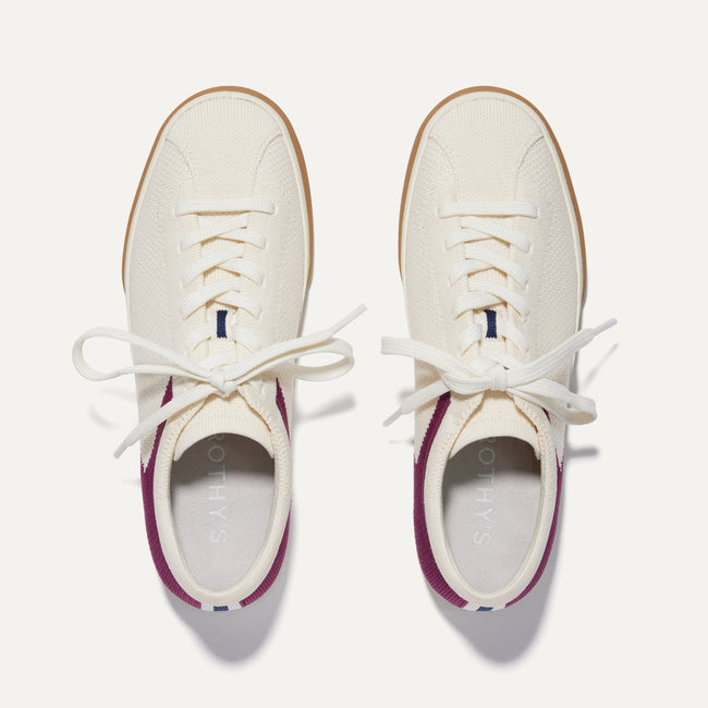The Lace Up Sneaker in Plum Berry shown from the top. 