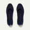 A pair of The Square toe flat shoe in Navy shown from the top view.