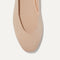 The Square toe flat shoe in Ecru shown from the top view with detailing of the front of the shoe.