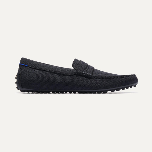The Driving Loafer in Black shown from the side. 