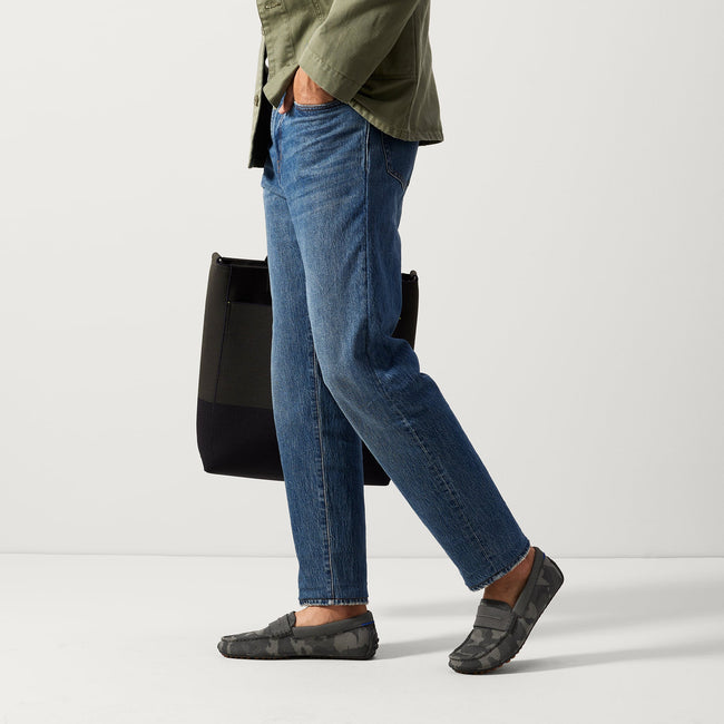 Alternate view of a model wearing The Driving Loafer in Pavement Camo. 