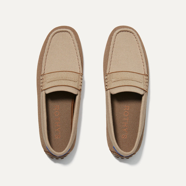 A pair of The Driving Loafer in Canyon Brown shown from the top. 
