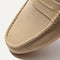 Close up of the toe and vamp of The Driving Loafer in Sand Trap. 