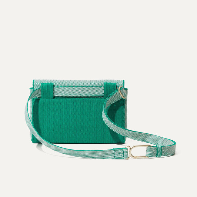 The Belt Bag in Sea Green shown from the back. 