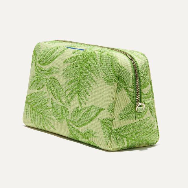 The Universal Pouch in Palm Leaf shown at a diagonal view from the right.