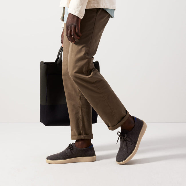 Alternate view of a model wearing The Monty in Vintage Brown.
