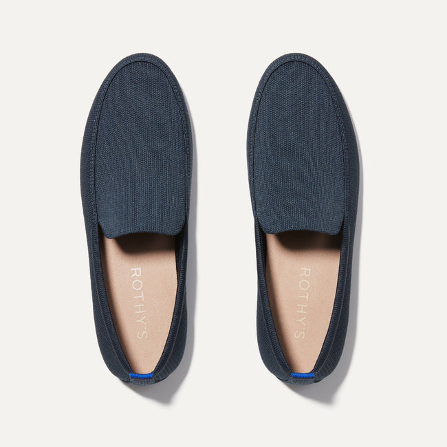 The Ravello Loafer in Navy shown from the top. 