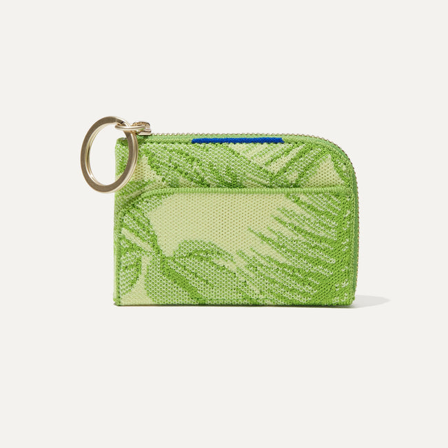 The Wallet Keychain in Palm Leaf shown from the front. 