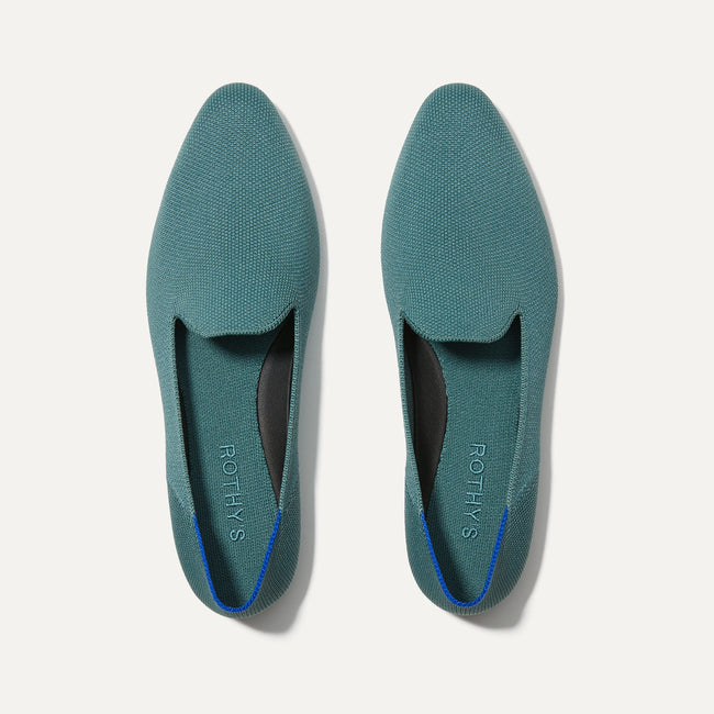 The Almond Loafer in Blue Sage shown from the top. 