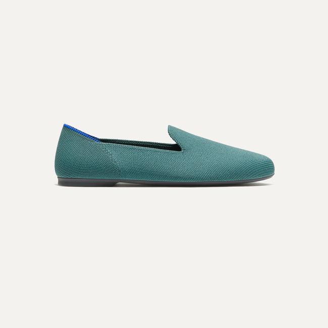 The Almond Loafer in Blue Sage shown from the side. 