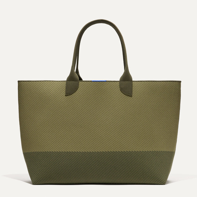 The Lightweight Mega Tote in Olive Twill, shown from the from the front.