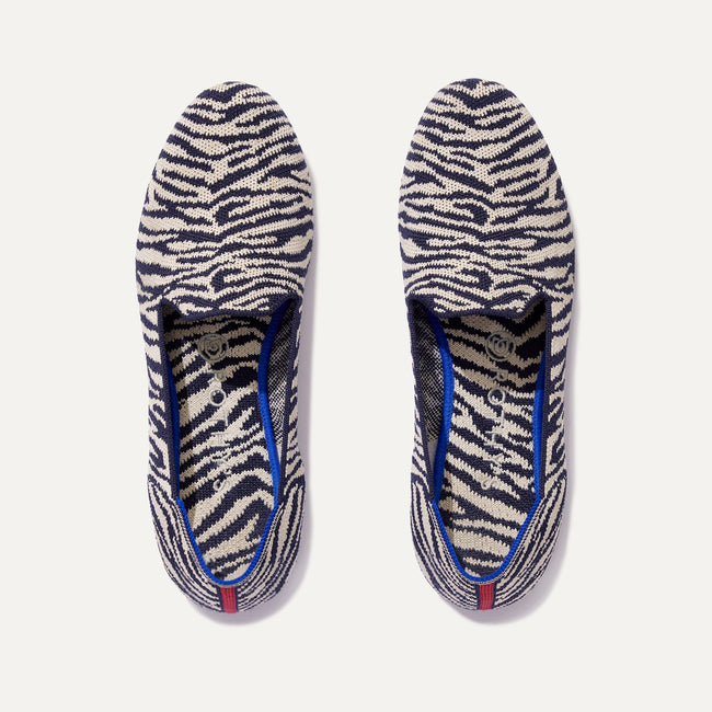 The Loafer in Navy Zebra shown from the top. 